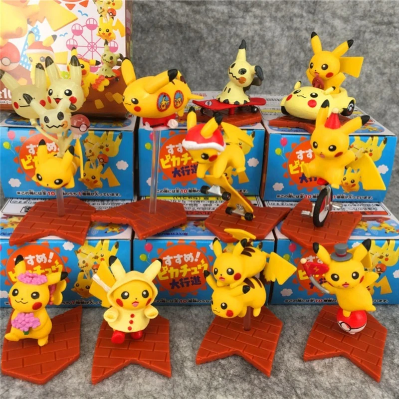 

Anime Pokemon Action Figure Pikachu Circus City Parade Series Kawaii Model Doll Blind Box Toys Collection Ornaments Kids Gifts