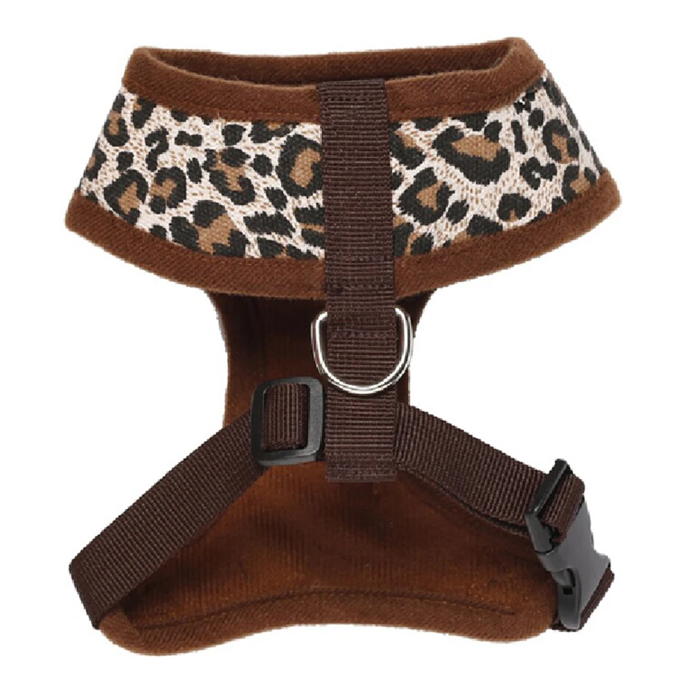 

Leopard Print Harness Adjustable Chest Belt Quick Release Buckle D Ring Canvas L Size Comfort Padding Pet Supplies Dog