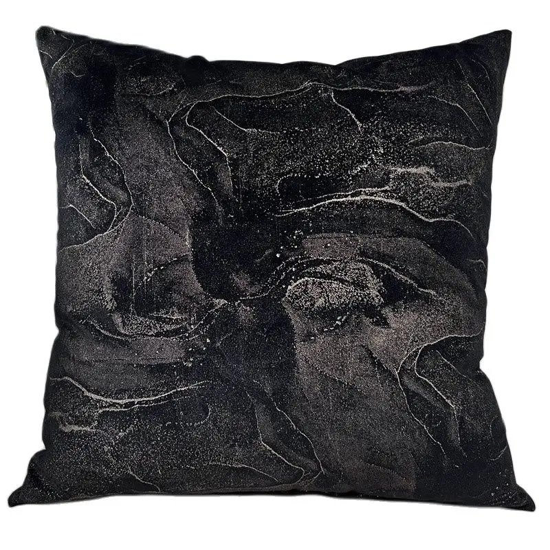 

Blackl Foil Printing Square Velvet Abstract Cushion Cover Gold Silver Stamping Throw Pillowcase