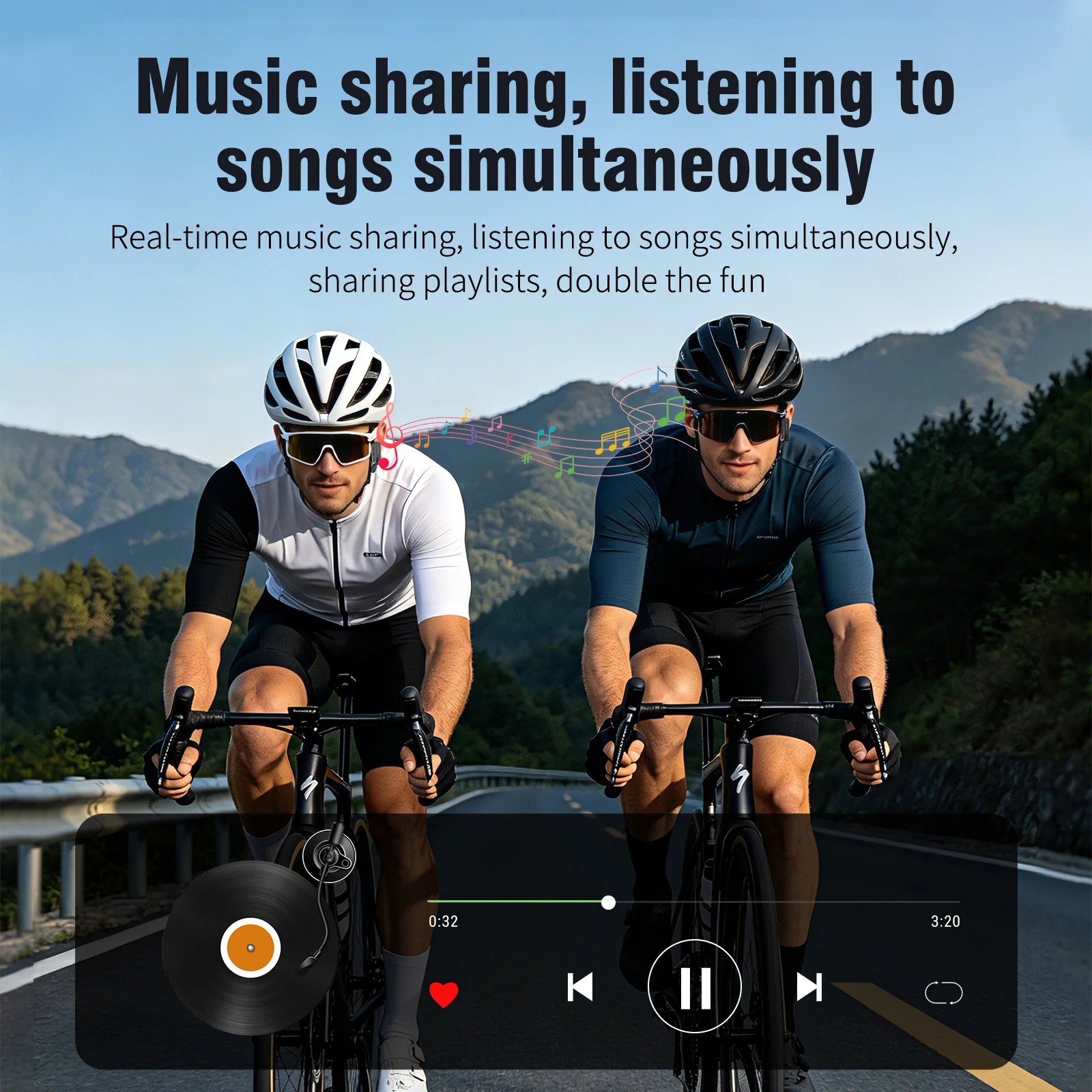 Bluetooth-compatible Helmet Intercom Headset IPX5 Waterproof 520m Range Cycling Walkie Talkie Earphone