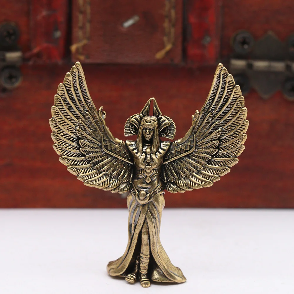 Egypt Queen Small Statue Brass Angels Figurines Miniatures Vintage Desktop Ornaments Home Decorations Crafts Accessories Gifts