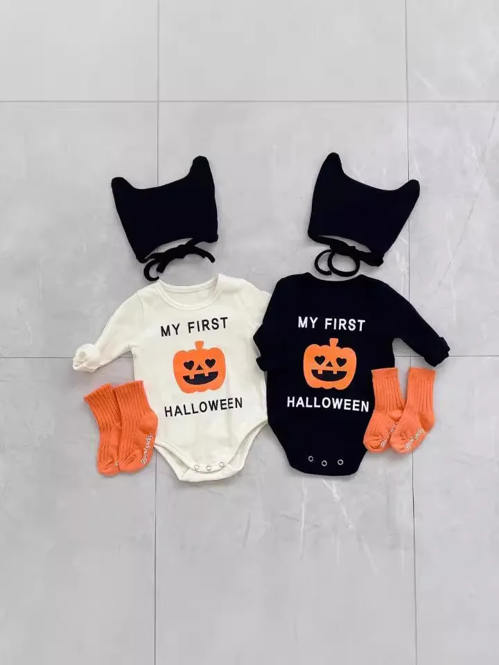 Autumn Korean Baby Set Pumpkin Printed Baby Clothes Shooting Clothes реквизит ньюборн  roupa bebe  신생아사진  신생아