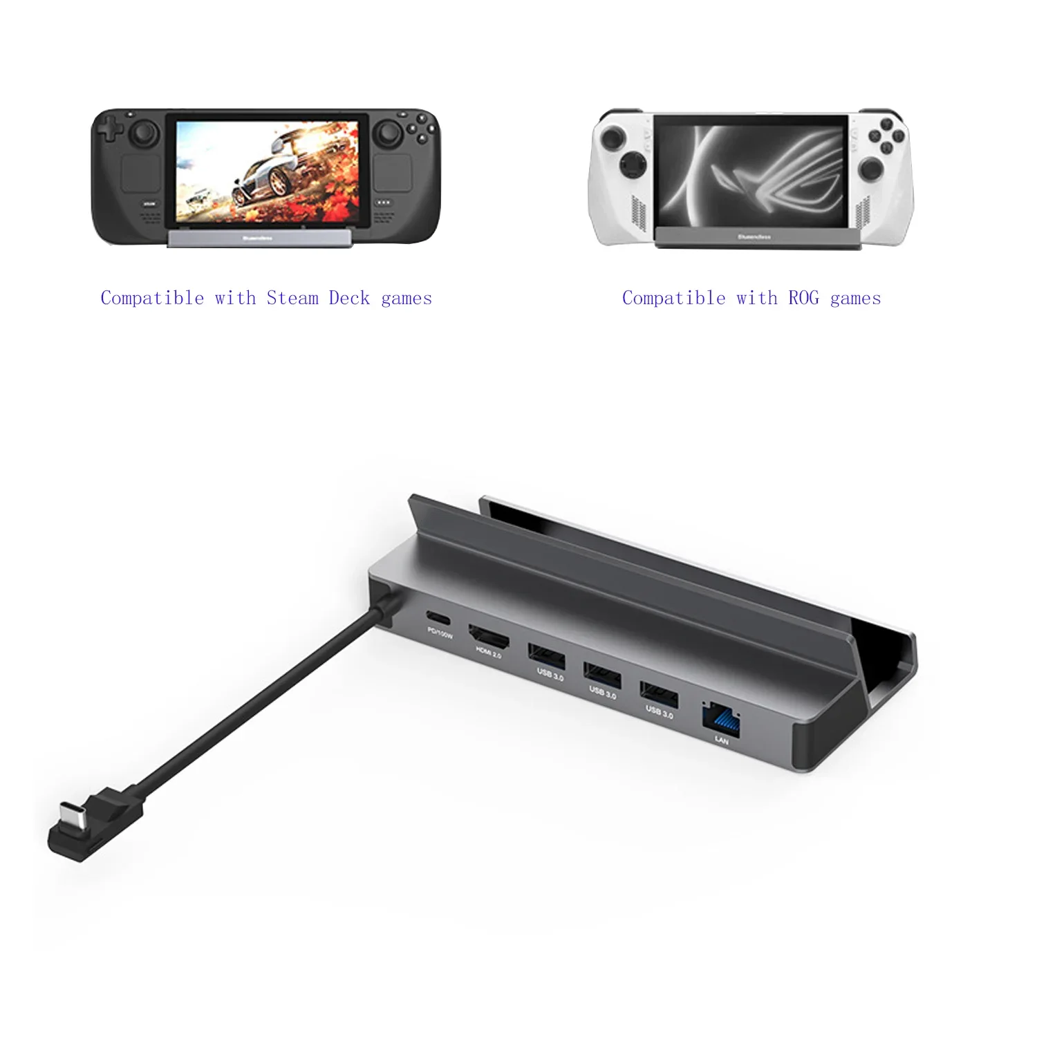 

Док-станция USB C для Steam Deck для HDMI 4K60Hz RJ45 PD100W, док-станция для Asus ROG Ally для Nintendo Switch/ПК/Mac, аксессуары