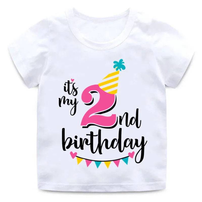 European and American children's T-shirts; birthday-themed digital-printed short-sleeved shirts; suitable for cross-border sales