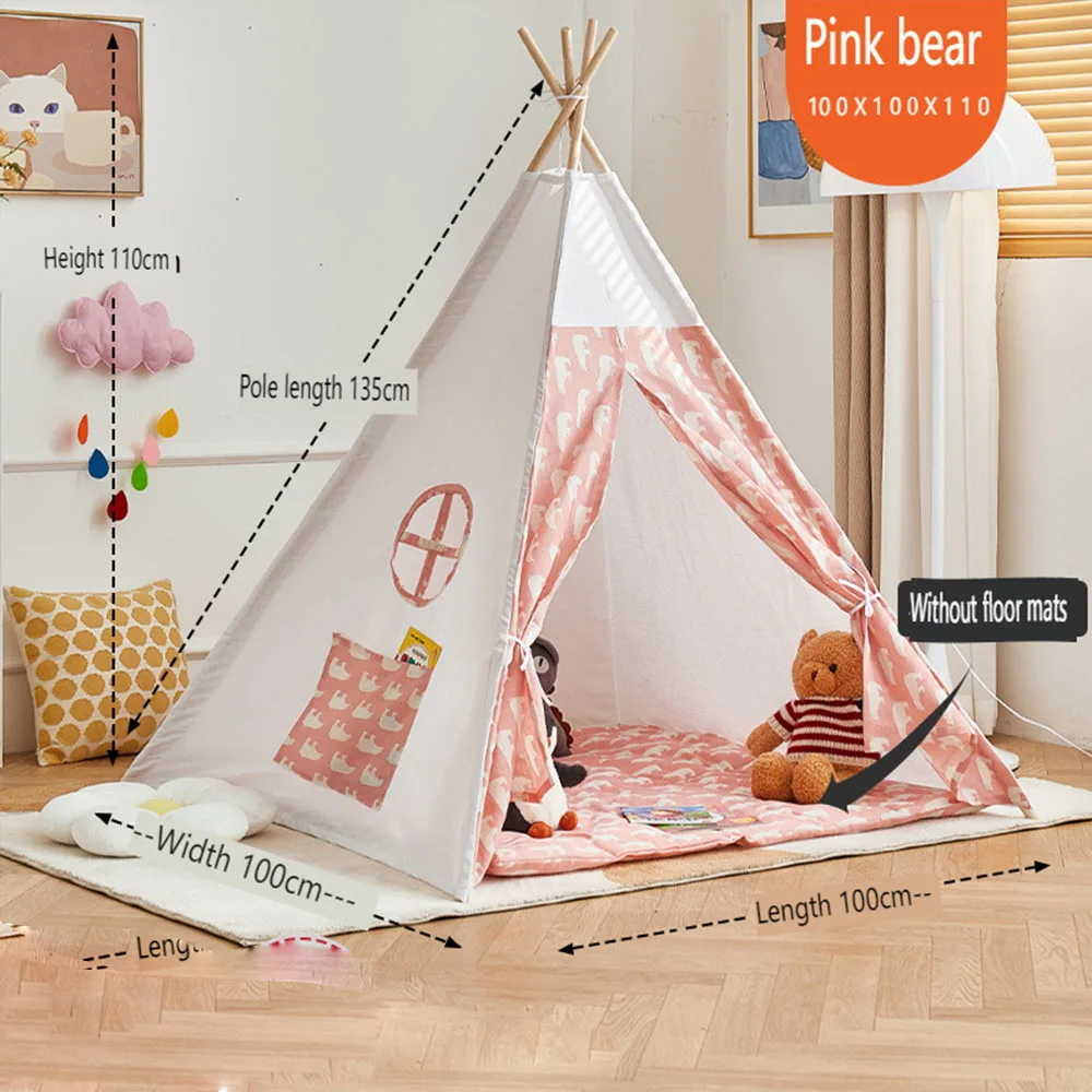 

1.35M Children's Tent Teepee Tent for Kids Portable Tipi Infantil House for Kids Play House Kids Tents Lights Decoration Carpet