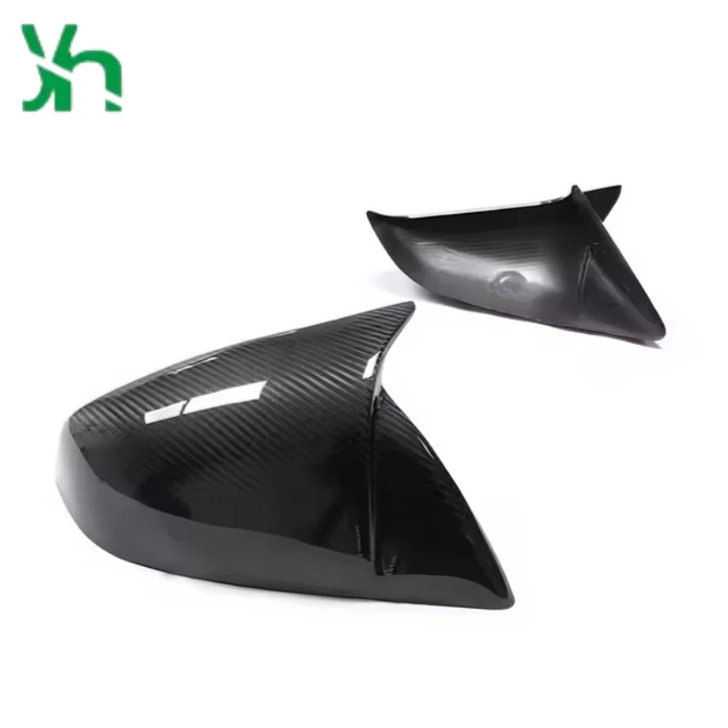 เหมาะสำหรับ Tesla Type Y 2019 ฝาครอบเลนส์คาร์บอนไฟเบอร์ - ตกแต่งด้วยเคลือบเงา ติดตั้งภายนอก ฝาปิดกระจกหลัง 2 ชิ้น