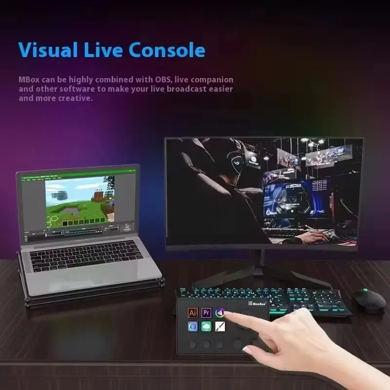 Mirabox N3 Macro Streamdeck Mini Keyboard dengan Layar LCD, Tombol Putar, Panel Kontrol Visual yang Dapat Disesuaikan untuk PC Gaming, Streaming, Studio