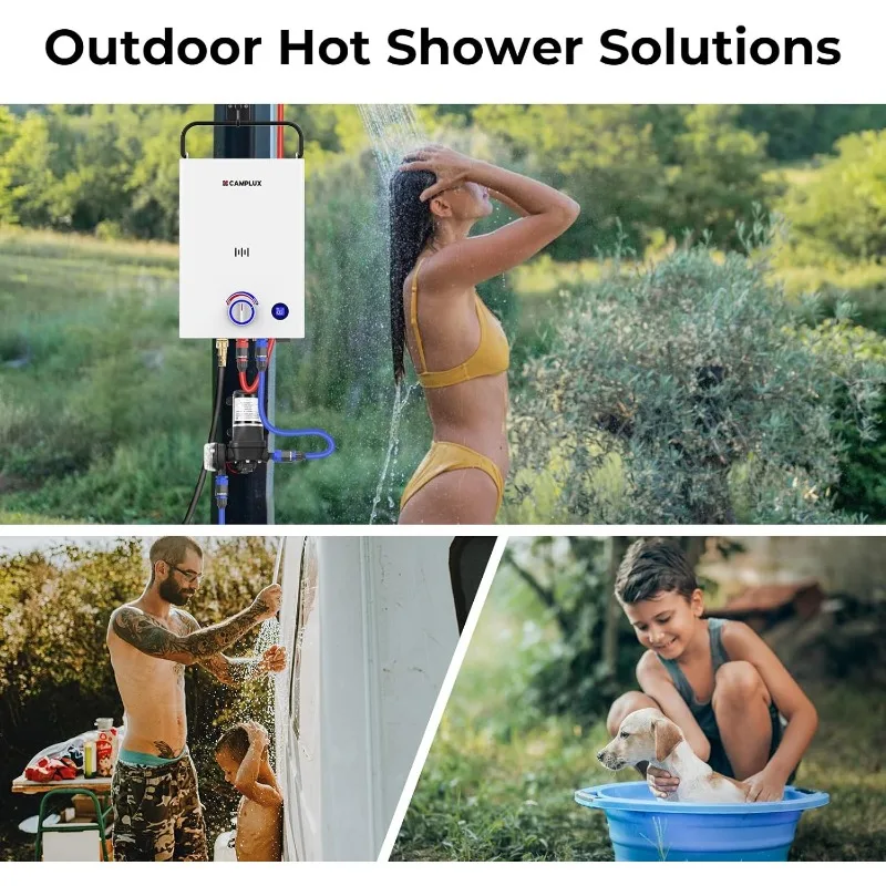 CAMPLUX Portable Tankless Water Heater with Pump F10 Pro,2.64 GPM Propane Gas Water Heater with Pump Tank Pack Kits,First Series