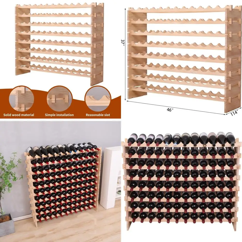 

Складная деревянная подставка для вина на 96 бутылок – настольная или напольная витрина