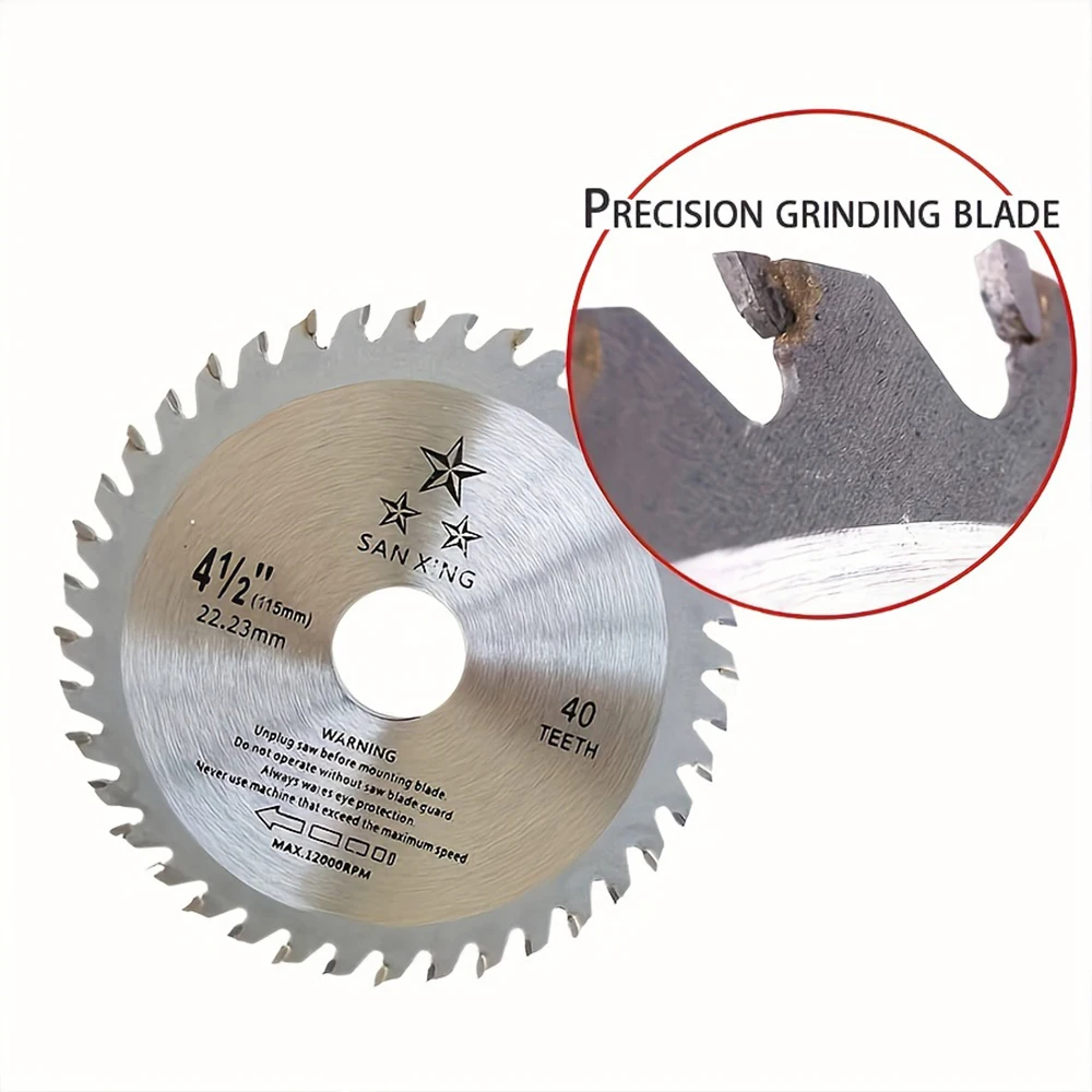 4.5 inch 40 Teeth Wood Cutting Disc Carbide Tipped Circular Saw Blade for Cutting Hard & Soft Wood with 22.23mm Arbor