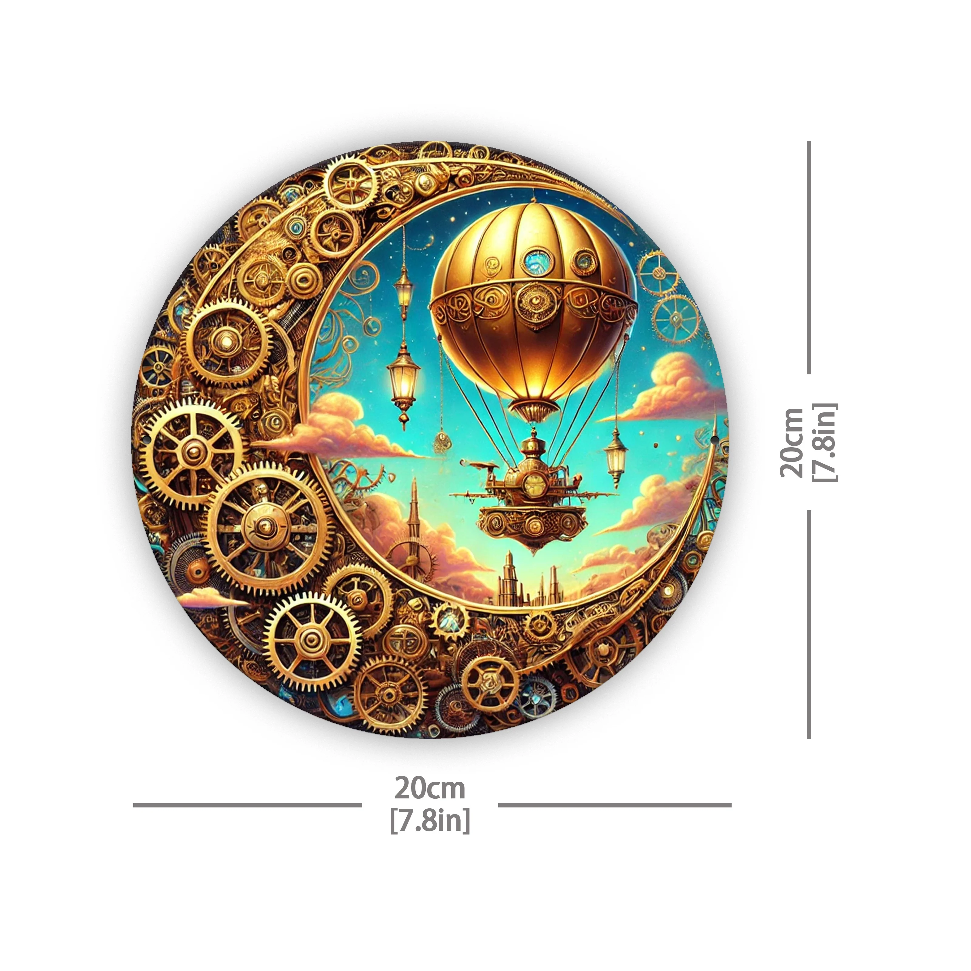 Steampunk Golden Moon & Container Metal Aluminum Wall Sign - Vintage Bar Decor, Retro Kitchen Plaque, 20.32x20.32 cm