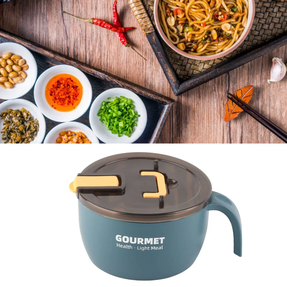Rustless Steel Instant Noodle Bowl Side Handle Smooth Inner Soup Eating Bowl Thickened Large Capacity Serving Bowl Daily Dining