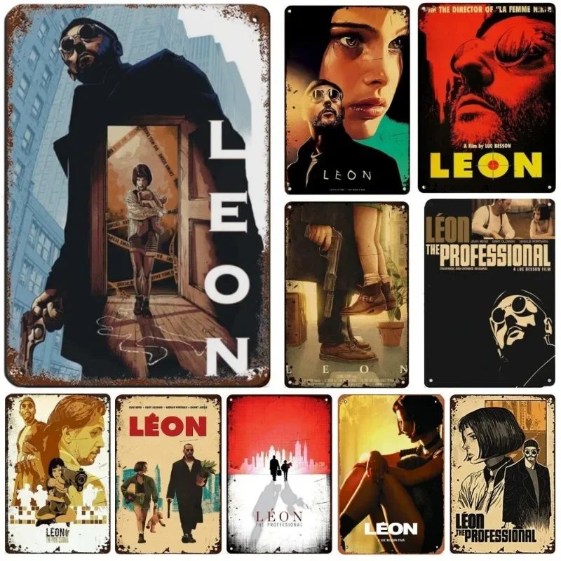 Léon Classic Movie Poster Killer Leon Bar Vintage Poster Metal Plate Wall Plate Garage Cafe Metal Plaque Wall Industrial Decor