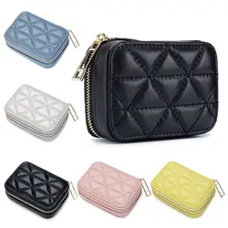 Lipstick Bag Genuine Leather Makeup Case Mini Purse Organizer Women Cosmetic Bag Mirror Lipstick Pocket Coin Wallet