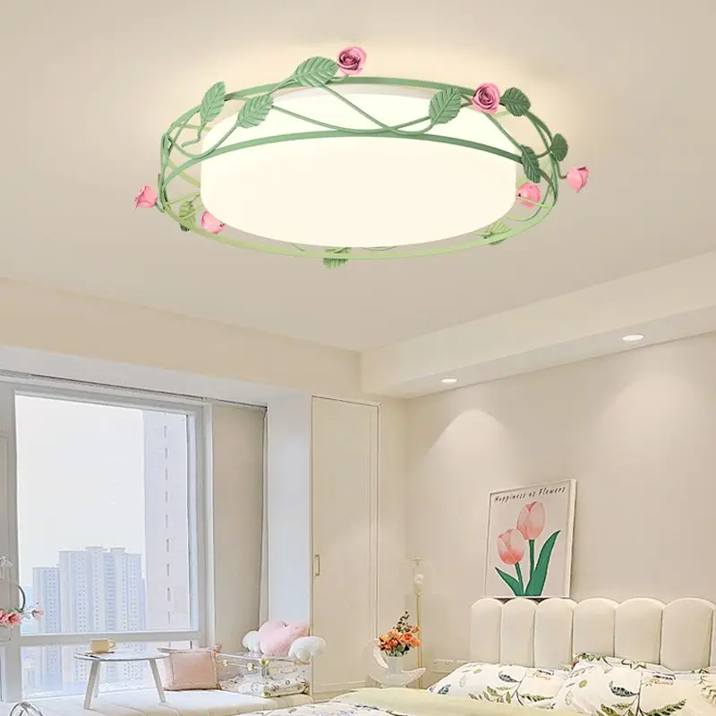 Bedroom light, rose vine eye protection, princess room light, French countryside ceiling light