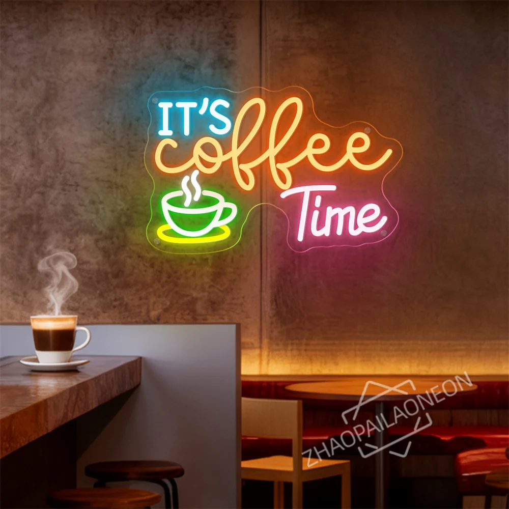 It's Coffee Time Neon Sign coffee Bar Decoration LED Neon Coffee Logo Coffee Bar Accessories Restaurant Bar Art Party Decor - view 3