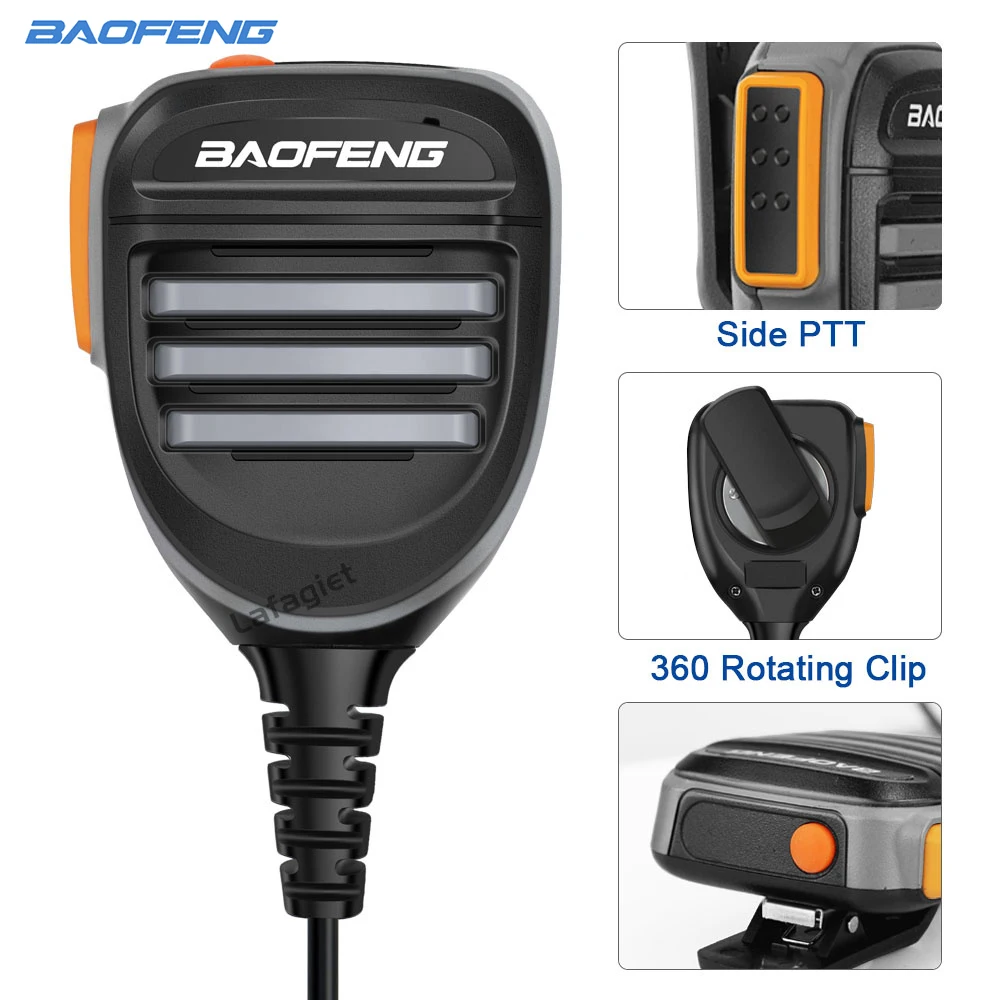 Baofeng Microphone haut-parleur initié PTT étanche pour TYT Baofeng Walperforated Talkie UV-5R BF-888S UV-S9 PLUS UV-13 ProTwo Way Radio