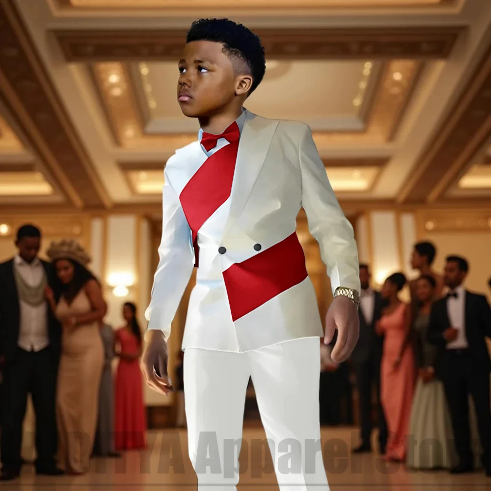 

Детский костюм-двойка для мальчиков: пиджак с цветными блоками и брюки, двубортный, для торжественных мероприятий, свадеб, выпускных вечеров, стильный детский костюм