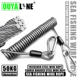 OUYALINE 1.5-3M Telescopic Secure Gear Tether,Heavy-Duty Elastic Fishing Lanyard: Universal Stainless Steel Safety Rope