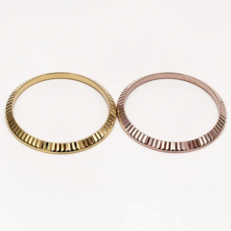 Yellow & Rose Gold Plated Fluted Bezel for RLX Datejust 36mm, Two Color Options for 16233 116231 126231, Aftermarket Part