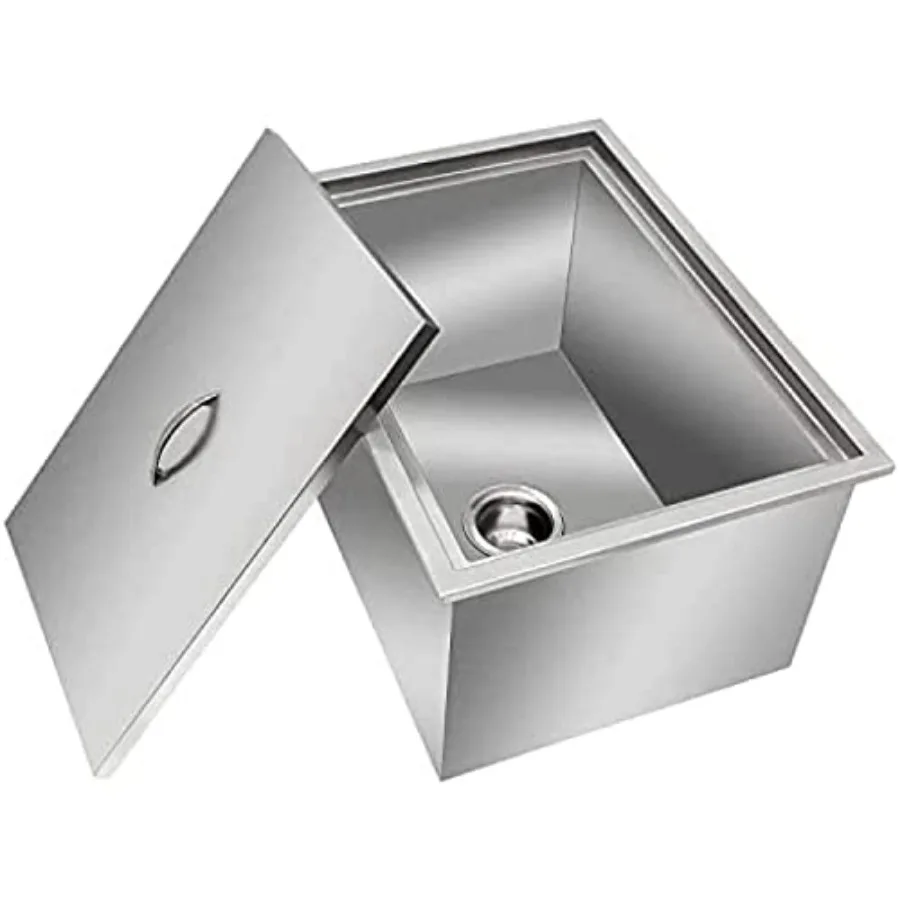 Drop in Ice Chest with Cover 304 Stainless Steel Drop in Cooler Included Drain-Pipe and Drain Plug Drop in Ice Bin for Cold Win