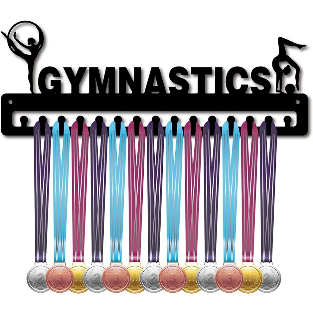 

Gymnastics Medal Holder Display Sports Medal Hanger Display Awards Metal Holder Rack Frame Wall Mounted for Athletes Medalist