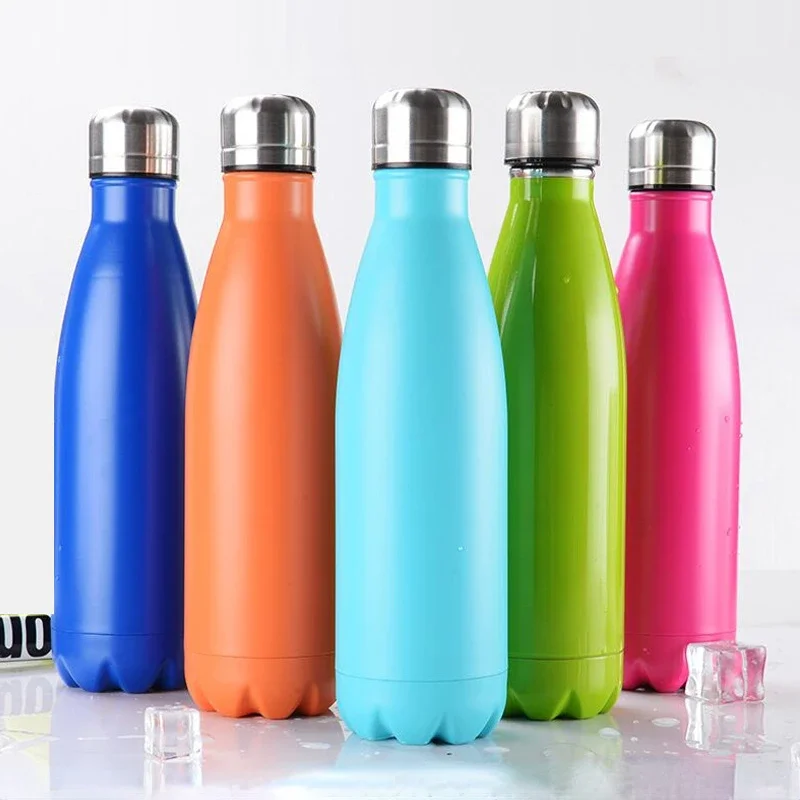 ZOUNICH 500ml Double-Wall Insulated Vacuum Flask 304 Stainless Sport Steel Water Bottle Blue Ocean Thermoses Travel Mug Cup