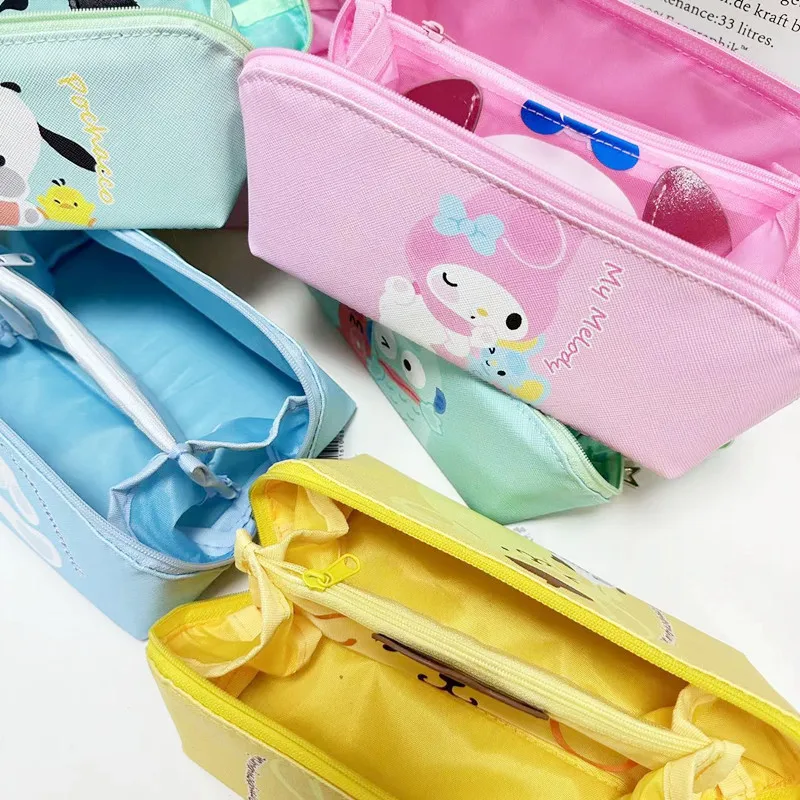 Cartoon Hellokitty Melody Kuromi Cinnamoroll Pochacco Hangyodon Cute Cosmetic Bag Stationery Storage Bag Pencil Case for Girl