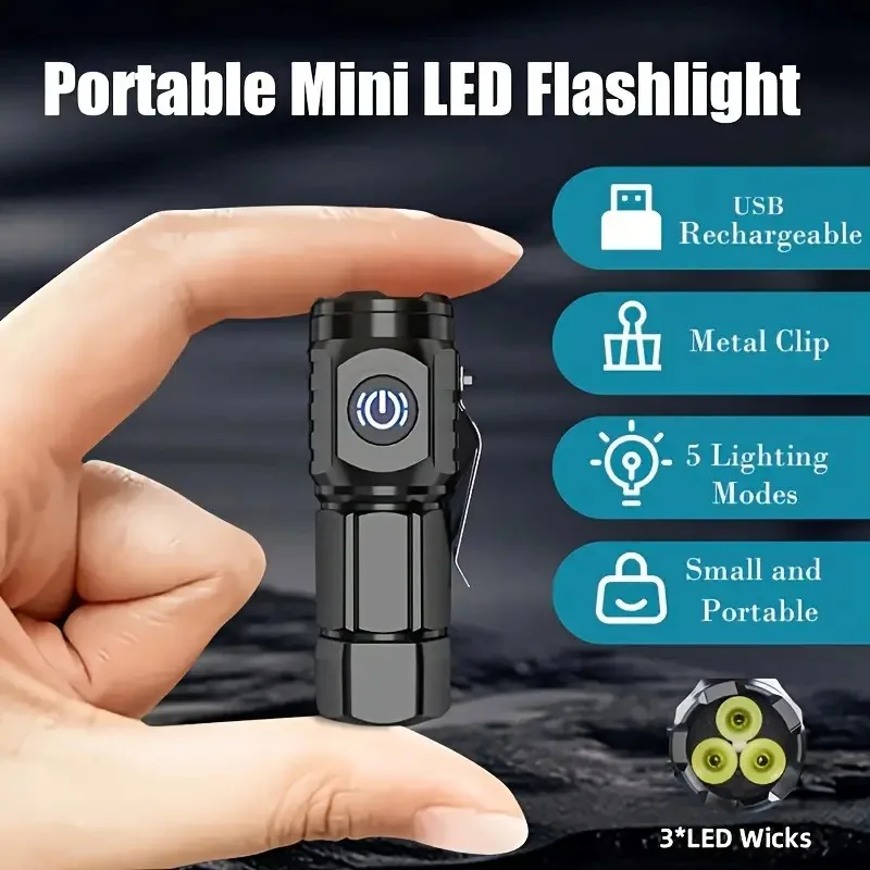 High Quality 3*SST20 LED Flashlight 18350 Super Bright Torch Rechargeable USB Light Waterproof with CAP CLIP for Hiking Camping