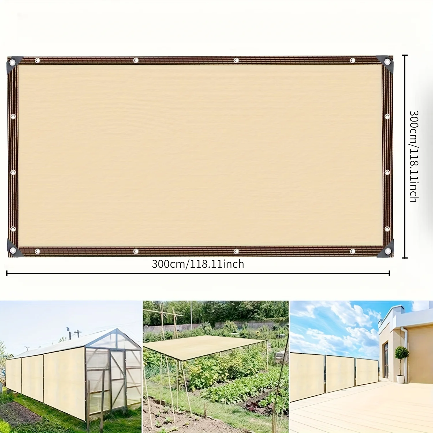Sun Shade Cloth for Garden Sunblock Mesh Net Canopy Cover Unti-UV Awning Anti Heat with Grommets Backyard Supplies