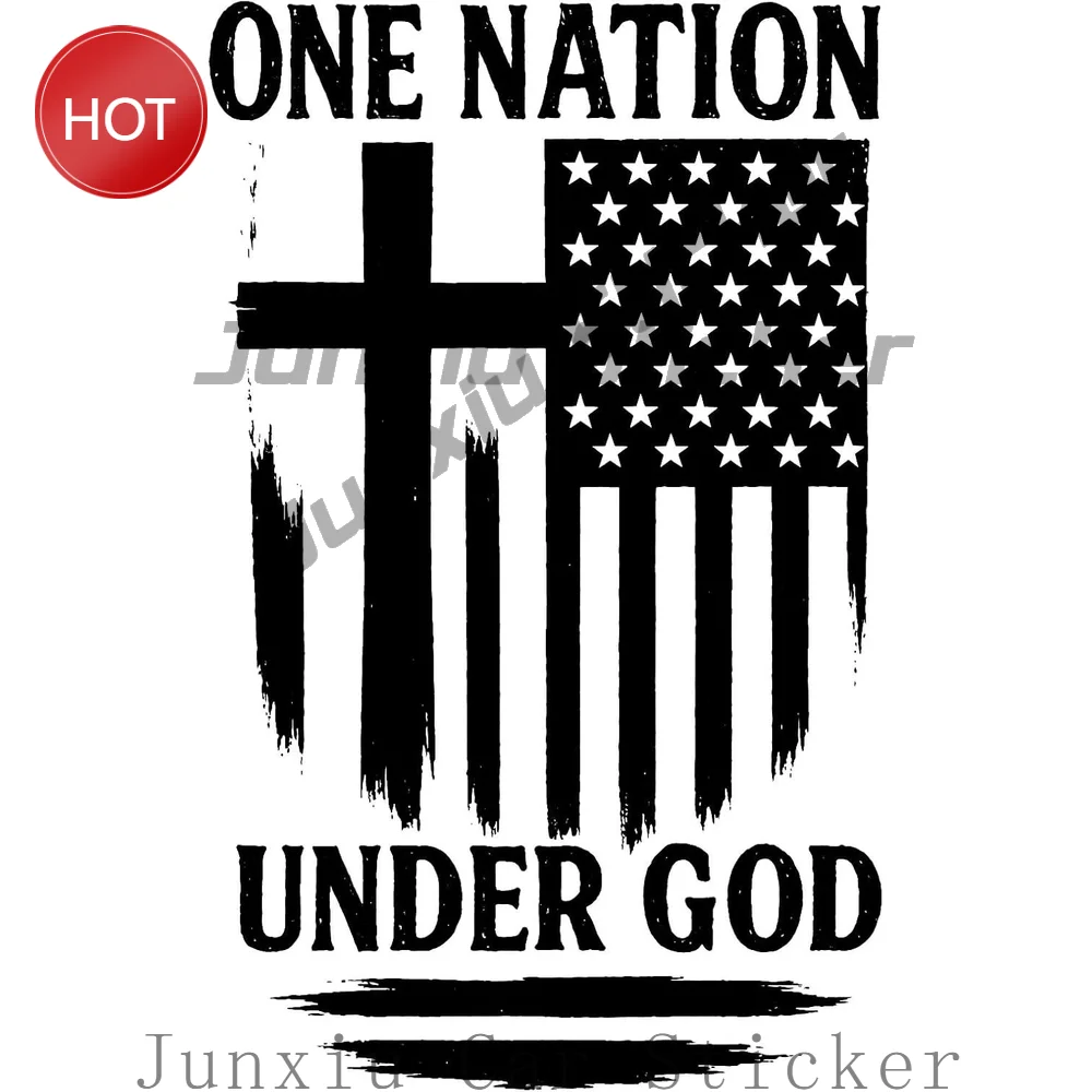 2 Pack One Nation Under God American Flag Black Weatherproof PVC Sticker For Bumper And Laptop Decorative Design Decal