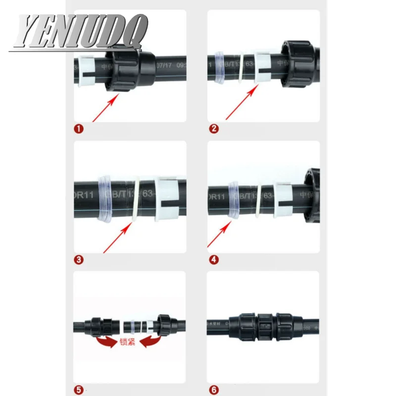 Connecteur de tuyau d\'eau à diamètre variable, d\'argile de l\'eau du robinet, raccords rapides, tube d\'eau direct, PE, 20mm, 25mm, 32mm, 40mm, 50mm