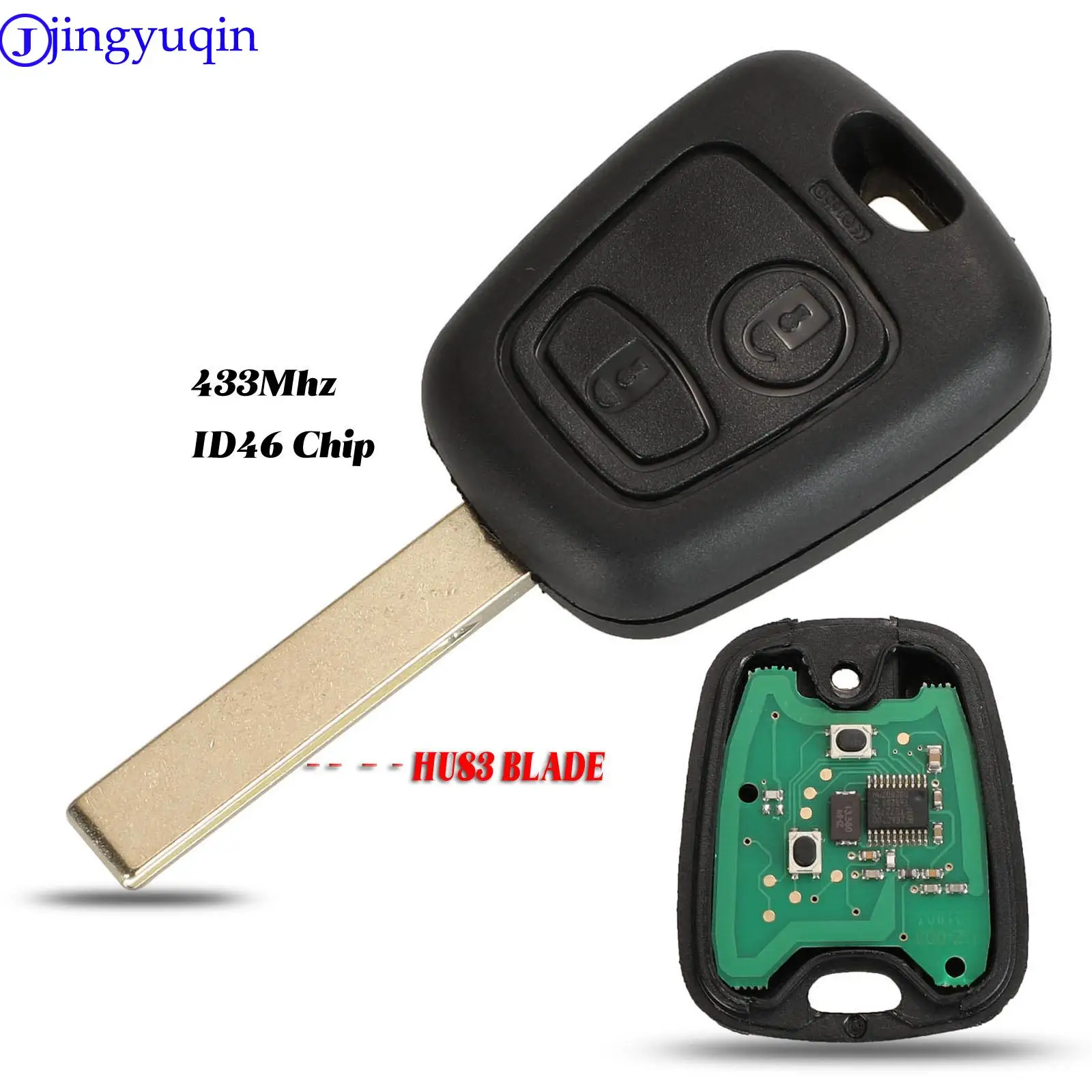 jingyuqin Car remote control Key 2 Buttons ASK 433Mhz For PEUGEOT 207 307 Car Keyless Fob PCF7961 Chip HU83 Blade