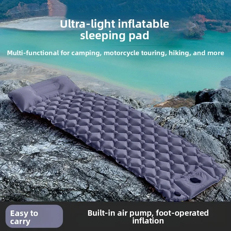 

Надувной спальный коврик для кемпинга и походов, компактный и удобный, надувная подушка для использования на открытом воздухе.
