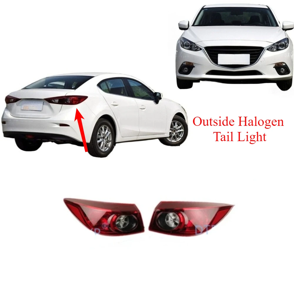 

1 Piece Outside Halogen Tail Light for Mazda3 Saloon 2013-2019 Without Bulb Rear Lights for Axela GDDT GDDT Lamp