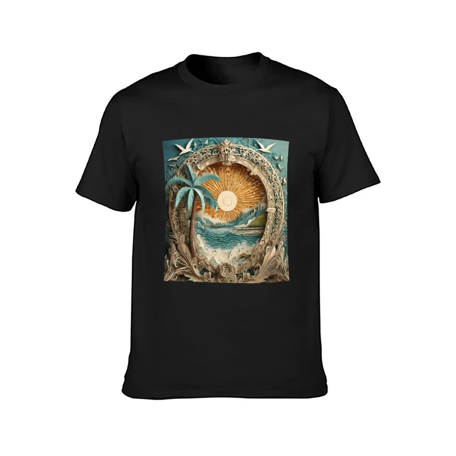 Paper Art - Beach Theme T-Shirt vintage clothes customs tops mens t shirts pack