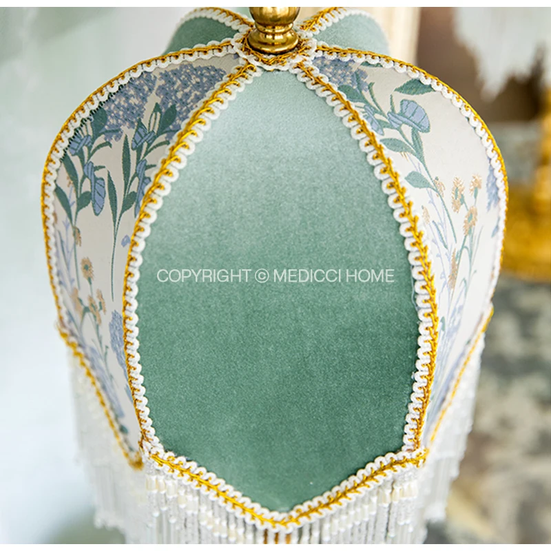 Medicci Home French Shabby Chic Retro Table Lamp With Crystal Tassels High Grade Macaroon Color Blue Art Lampshade Dropshipping