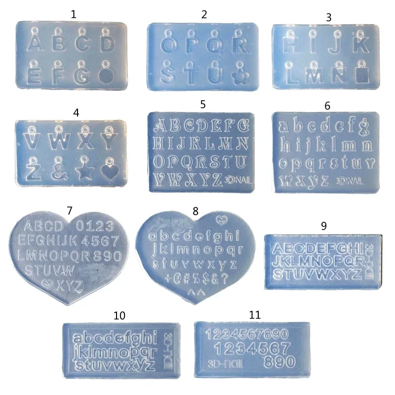 Mini Letters Numbers 3D Art Decorations UV Crystal Epoxy Mold Ornaments Silicone Mould DIY Crafts Jewelry Mold