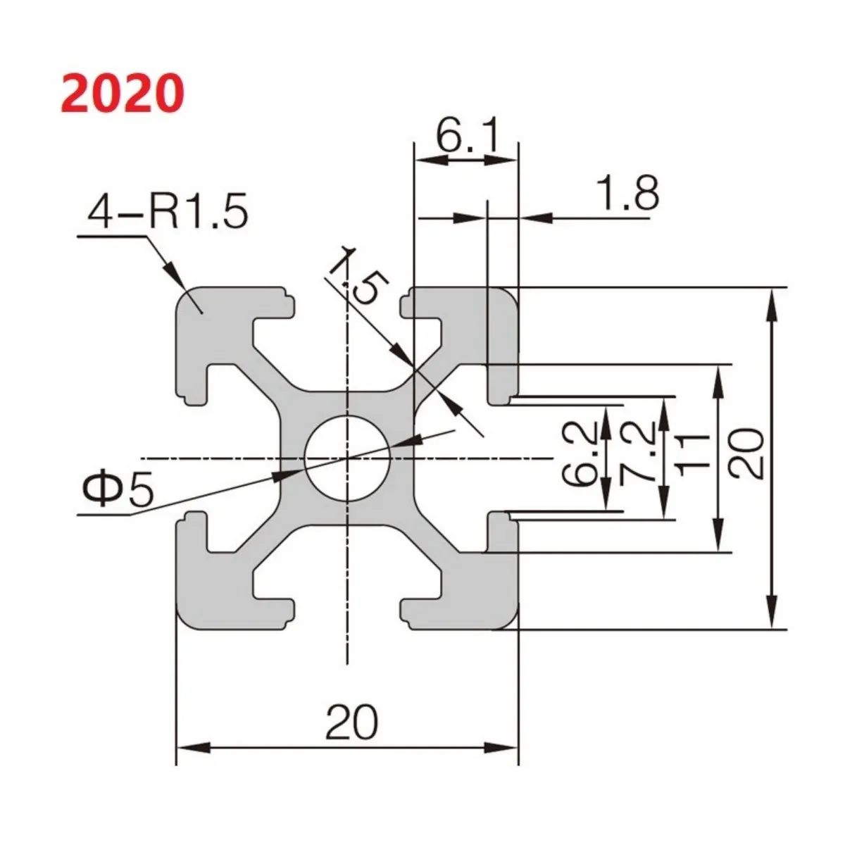 4pcs 2020 Aluminum Profile Extrusion T-slot 100mm-800mm  Linear Rail 150mm 300mm 350mm 400mm 600mm for 3D Printer Workbench CNC