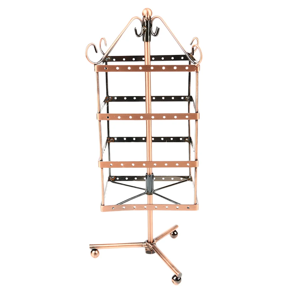 

Creative Earring Stand Rotatable Jewelry Organizer Iron Earrings Storage Rack Anti Rust Vintage Design Practical Earring Holder