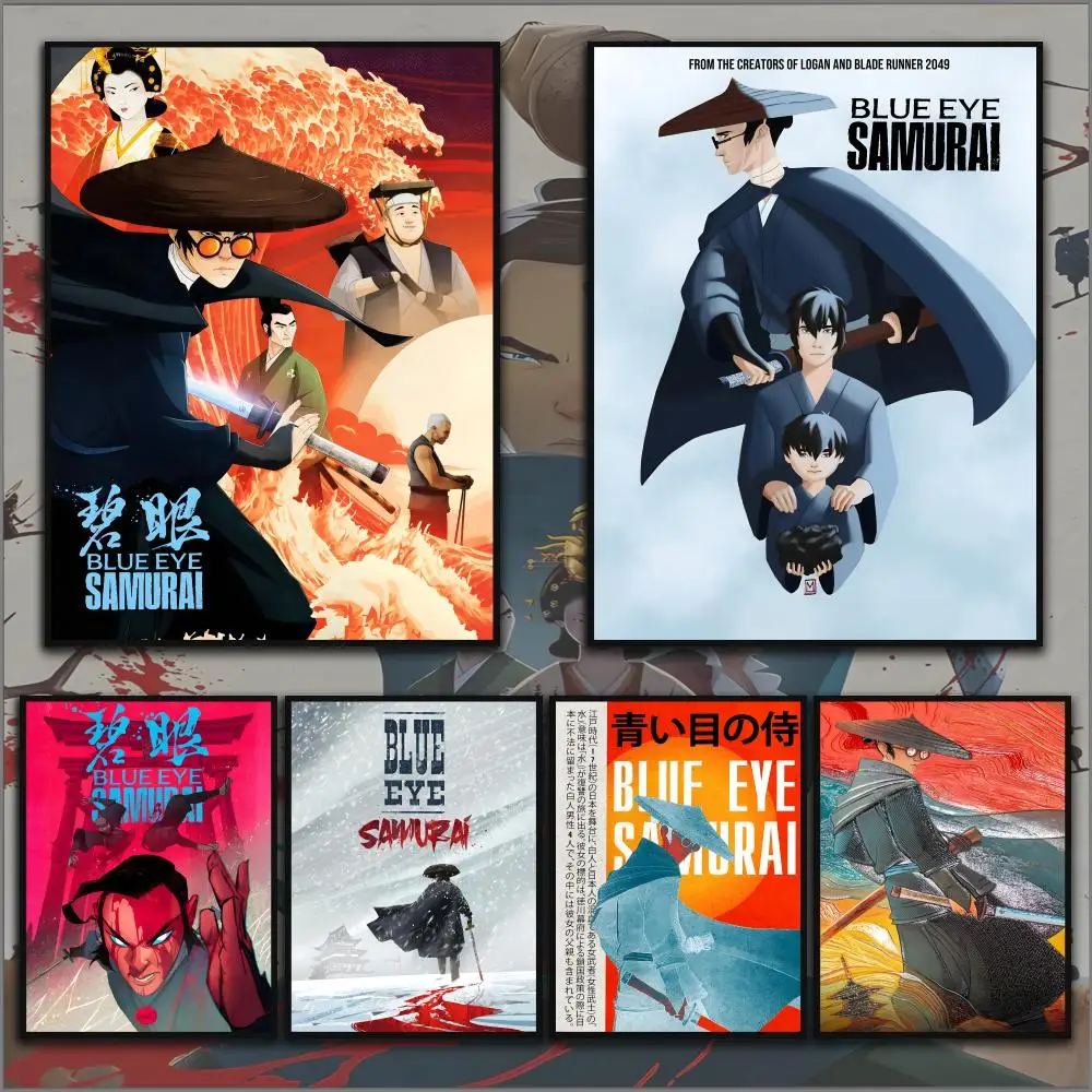 TV B-Blue Eye Samurai Poster HD PVC Waterproof Wall Art - Self Adhesive Scratch Proof For Home Office Bar