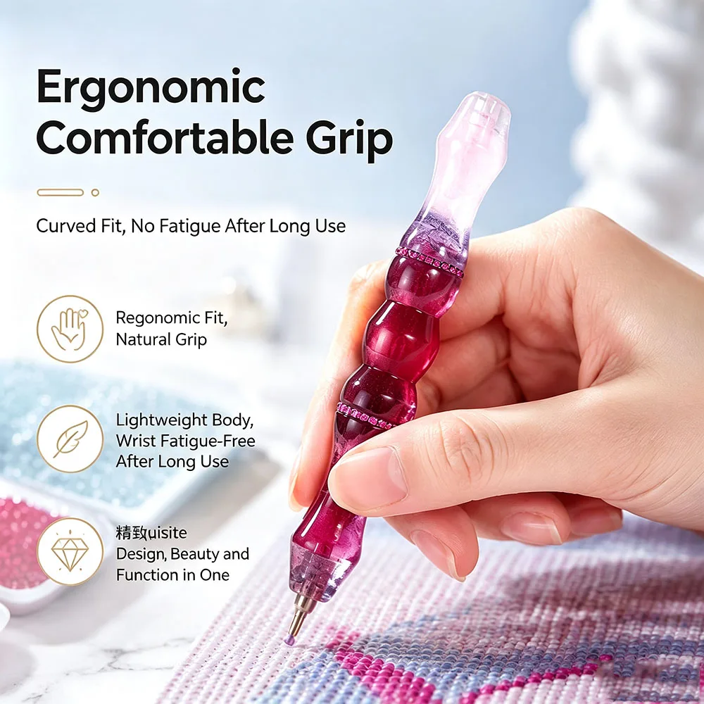New DIY Handmade Resin Diamond Painting Pen With Diamond Mix Color Ergonomic Design Comfortable Grip Diamond Embroidery Tool