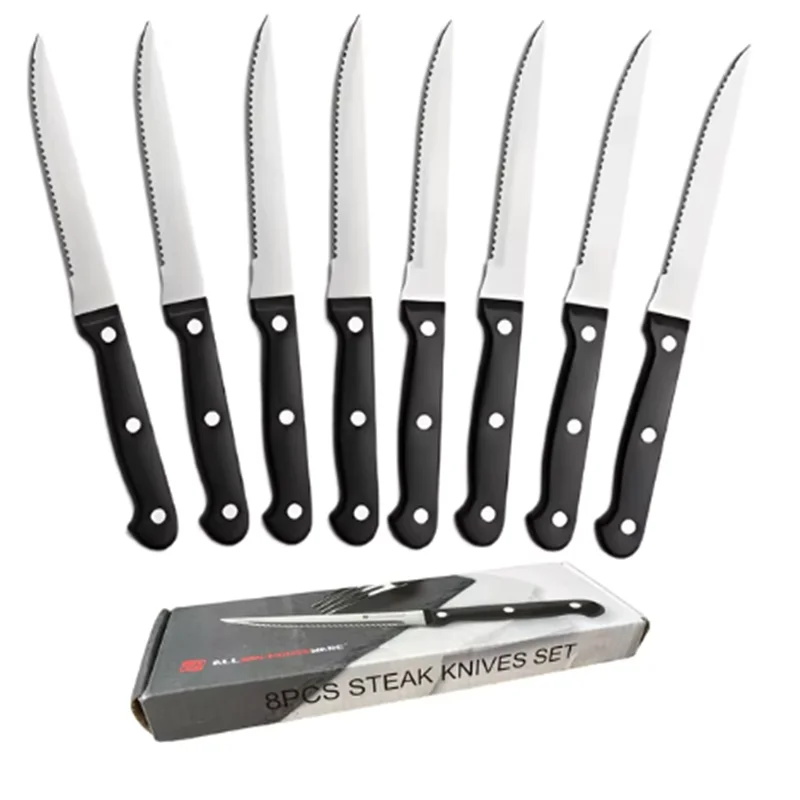 4/6/8/12 Pcs Steak Knives Set Sharp Blade PP Handle Picnic Meat Cutter Multi-function Cutting Knife Bread Knife Dinner Knife