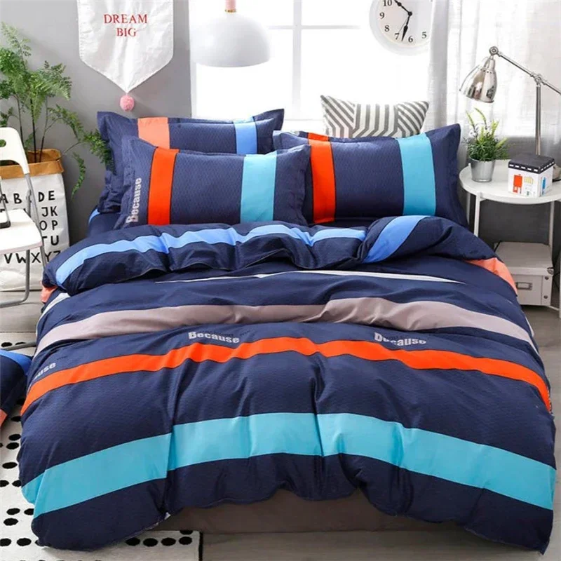 

4pcs/set 1pcs Bed Sheet + Pillowcase + Duvet Cover Set Premium Product Bedding Textile Single/Double Thin Cover Home Hot F0490