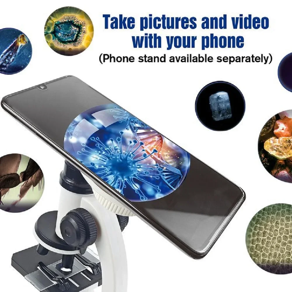 Kit de microscópio infantil led300x600x1200x, casa, escola, ciências, educação, brinquedo, presentes, exploração de biologia ao ar livre para meninos e meninas