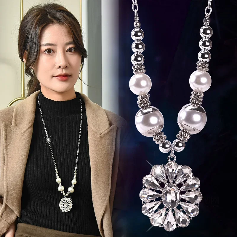 フラワーセーターチェーン秋冬新作色褪せないロングネックレス