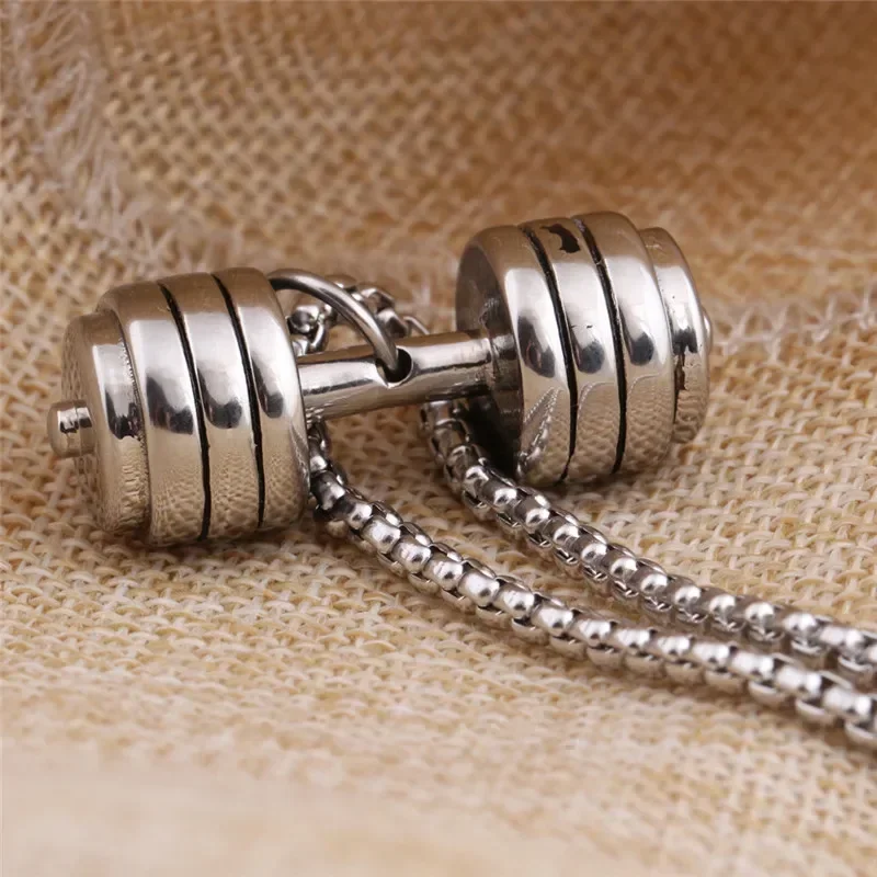 

High Quality Stainless steel dumbbell pendant necklace Crystal from Austrian Fit Men and Women For party