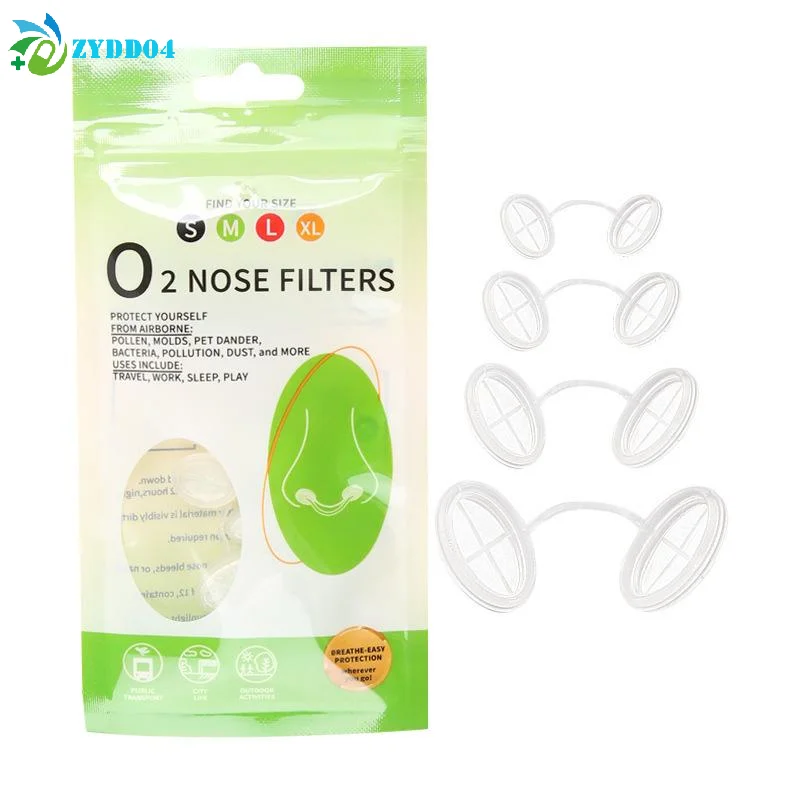 ● 4/10 filtros nasales desechables de 4 tamaños, tapones nasales invisibles para uso diario al aire libre, tapones nasales para control de polvo, alergias y smog