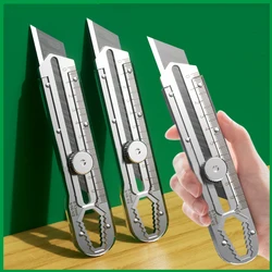 8 In 1 Utility Knife Stainless Steel Retractable Box Cutter Heavy Duty Waterproof Pocket Knife EDC Hand Tools Multipurpose Knife