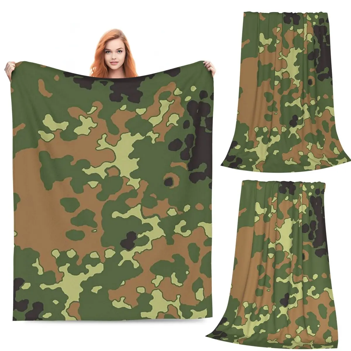 

Dot 44 German WW2 Camouflage Pattern Blankets Fleece Sofa Throw Blanket Multi-function for Home Bedroom Office Throws Bedspread